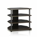 Highkey Turn-N-Tube Easy Assembly 3-Tier Petite TV Stand, Espresso - 23.2 x 23.7 x 14.6 in. LR93516